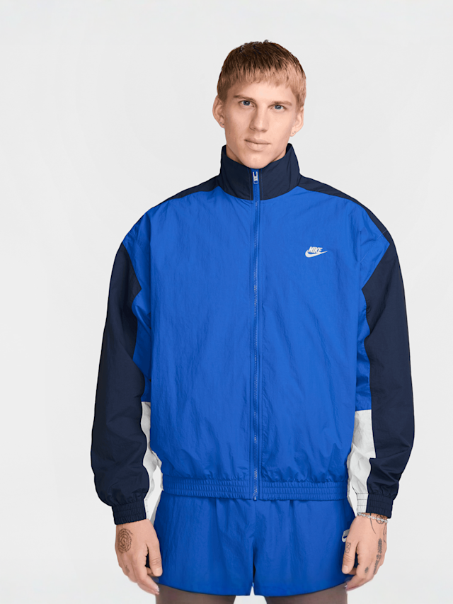 Nike, Club Woven Oversized Track Jacket, blue, Image 1 of 6