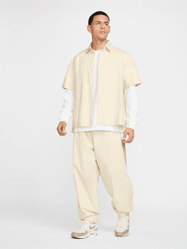 Nike, Club Short Sleeve Buttoned Oversized Shirt, beige, Image 6 of 6