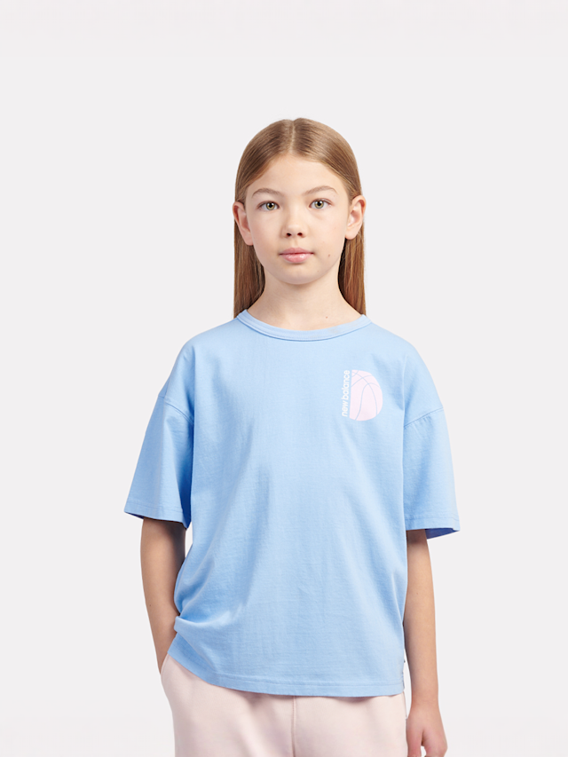 New Balance, Hoops Court Graphic Tee, blue, Image 2 of 6