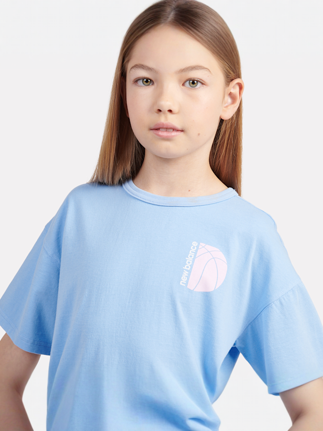 New Balance, Hoops Court Graphic Tee, blue, Image 3 of 6