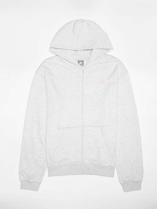 New Balance, French Terry Small Logo Full Zip Hoodie, grey, Image 1 of 3