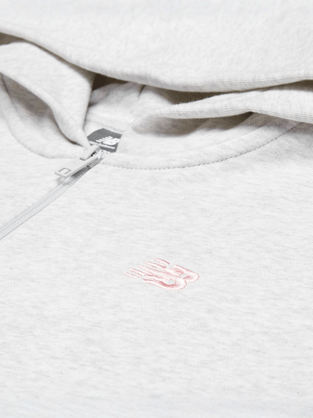 New Balance, French Terry Small Logo Full Zip Hoodie, grey, Image 3 of 3