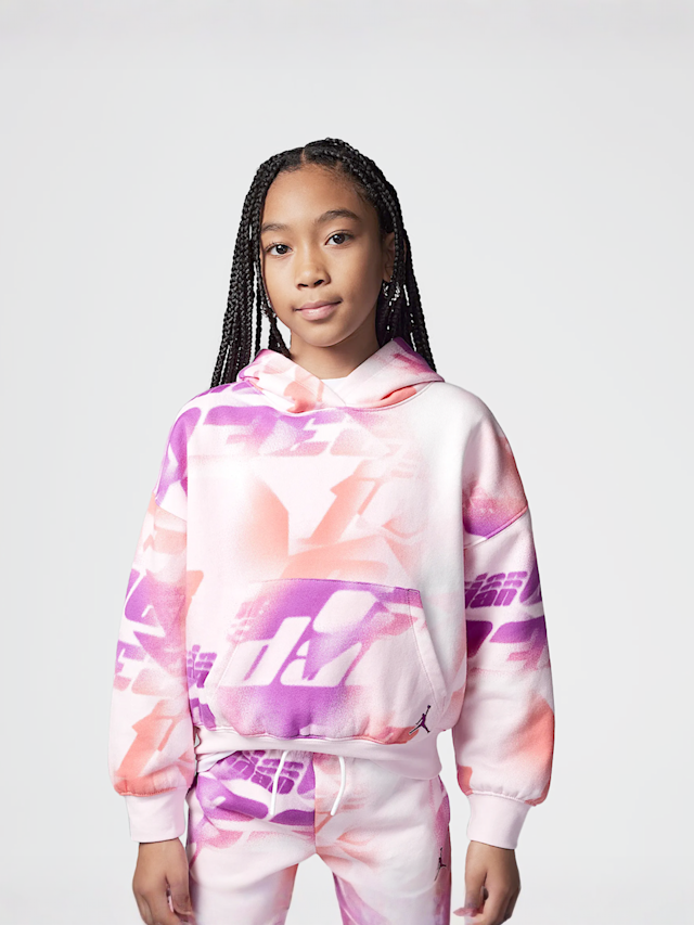 Jordan, Triple Team All Over Print Hoodie, Pink, Image 1 of 6