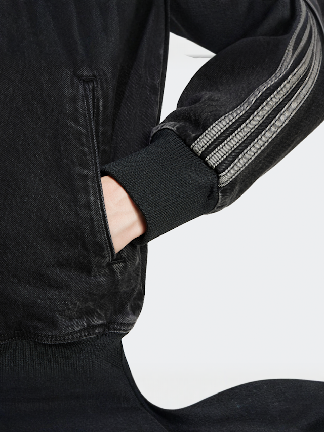 adidas Originals, Denim Firebird Originals Jacket, black, Image 4 of 5