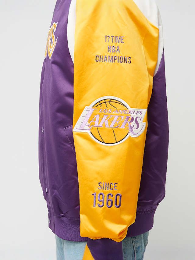 Mitchell & Ness, NBA Team Origins Satin Jacket Vintage Logo LA Lakers, purple, Image 3 of 8