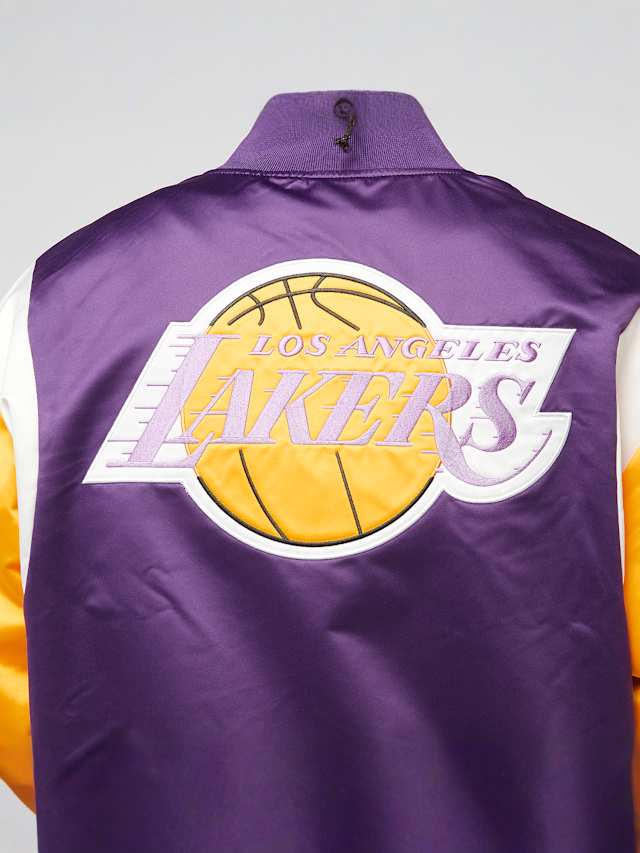 Mitchell & Ness, NBA Team Origins Satin Jacket Vintage Logo LA Lakers, purple, Image 6 of 8