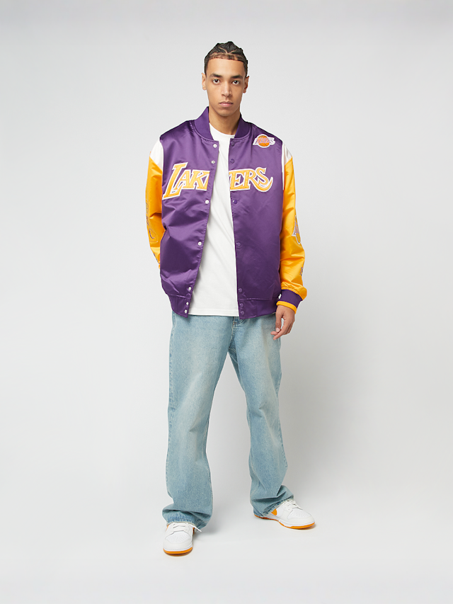 Mitchell & Ness, NBA Team Origins Satin Jacket Vintage Logo LA Lakers, purple, Image 8 of 8
