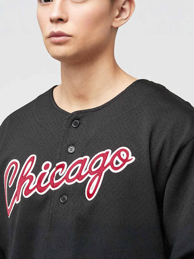 Mitchell & Ness, NBA On the Clock Mesh Button Front Vintage Logo Chicago Bulls, zwart, Afbeelding 3 van 6