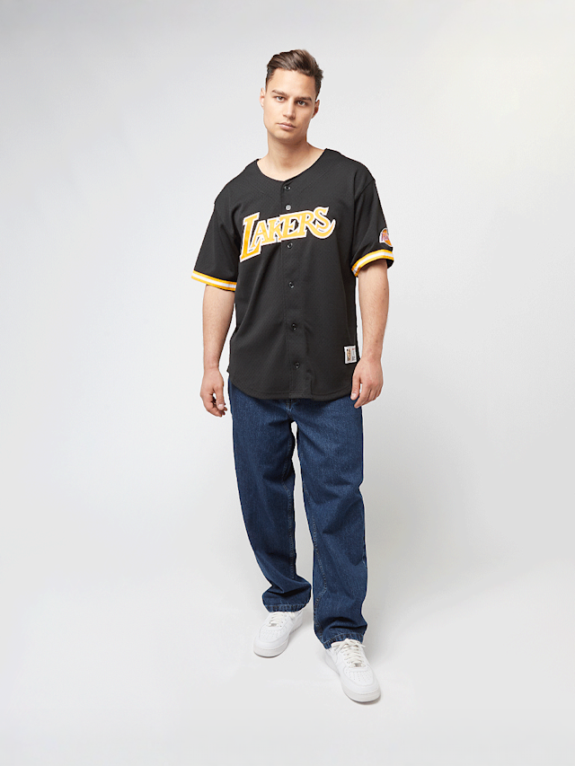 Mitchell & Ness, NBA On the Clock Mesh Button Front Vintage Logo LA Lakers, black, Image 6 of 6