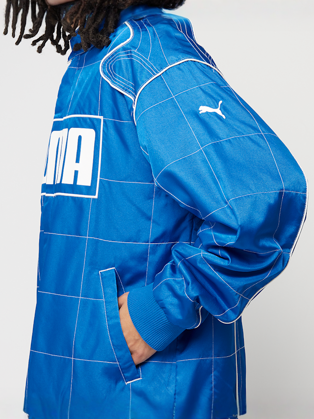 PUMA, Archive Seasonal Relaxed Racer Jacket, blue, Image 4 of 7