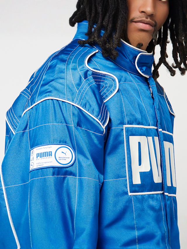 PUMA, Archive Seasonal Relaxed Racer Jacket, blue, Image 5 of 7