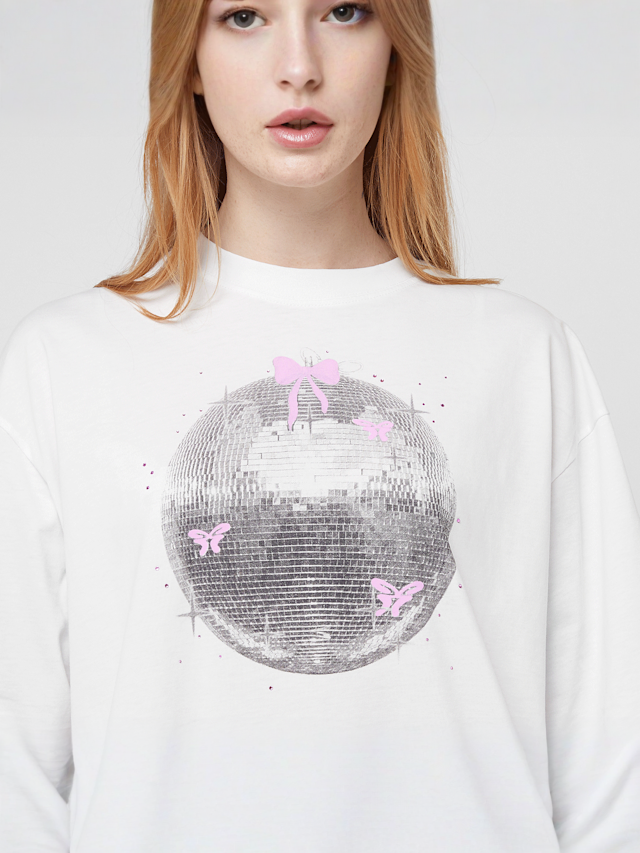 Felicious, Boyfriend Tee Disco, white, Image 3 of 4
