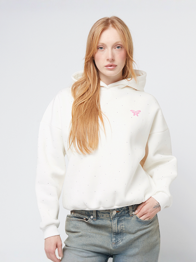 Felicious, Rhinestones Hoodie, white, Image 2 of 5