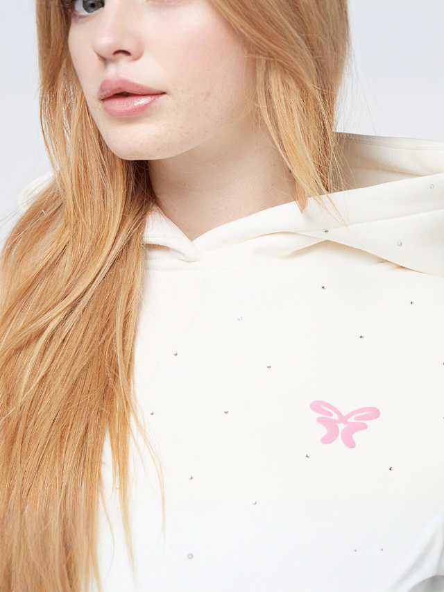 Felicious, Rhinestones Hoodie, white, Image 3 of 5