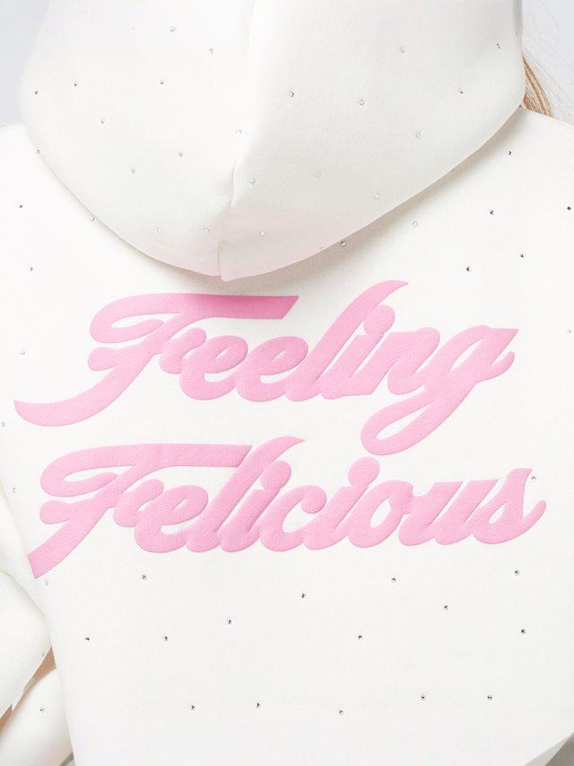 Felicious, Rhinestones Hoodie, white, Image 4 of 5
