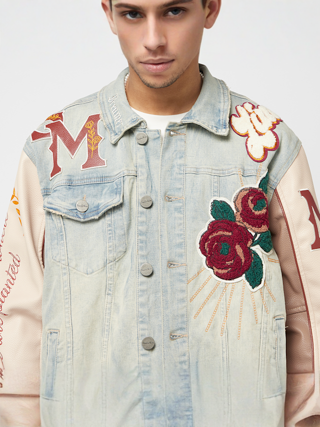 Smoke Rise, Varsity Denim Jacket, blue, Image 3 of 7