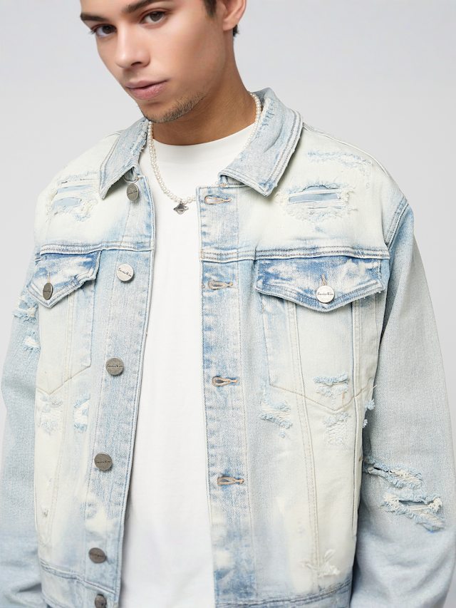Smoke Rise, Vintage Rip & Repair Denim Jacket, blue, Image 3 of 4