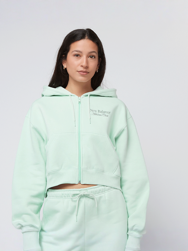 New Balance, Waist Length Full Zip Hoodie, green, Image 1 of 4