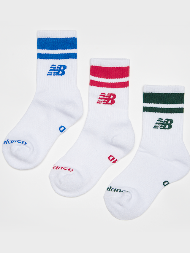New Balance, 3 PACK - Kids Everyday Stripe Midcalf Socks, wit, Afbeelding 1 van 2