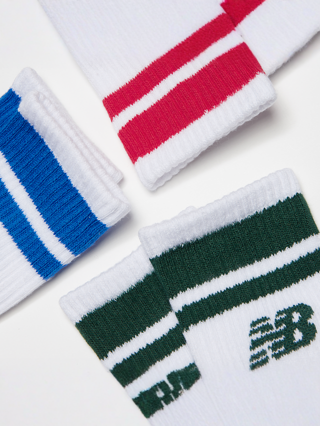 New Balance, 3 PACK - Kids Everyday Stripe Midcalf Socks, wit, Afbeelding 2 van 2