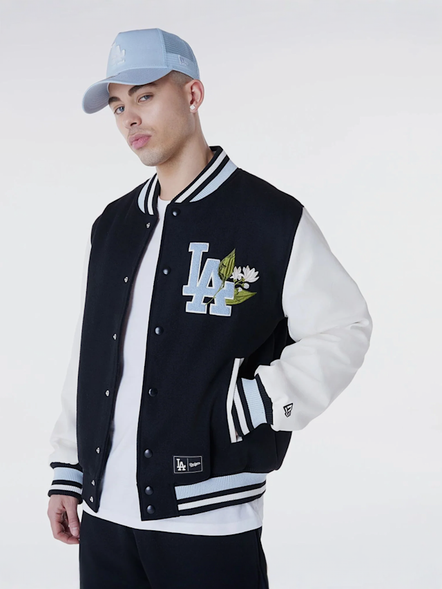 New Era, MLB Floral Varsity Jacket Los Angeles Dodgers, black, Image 1 of 7