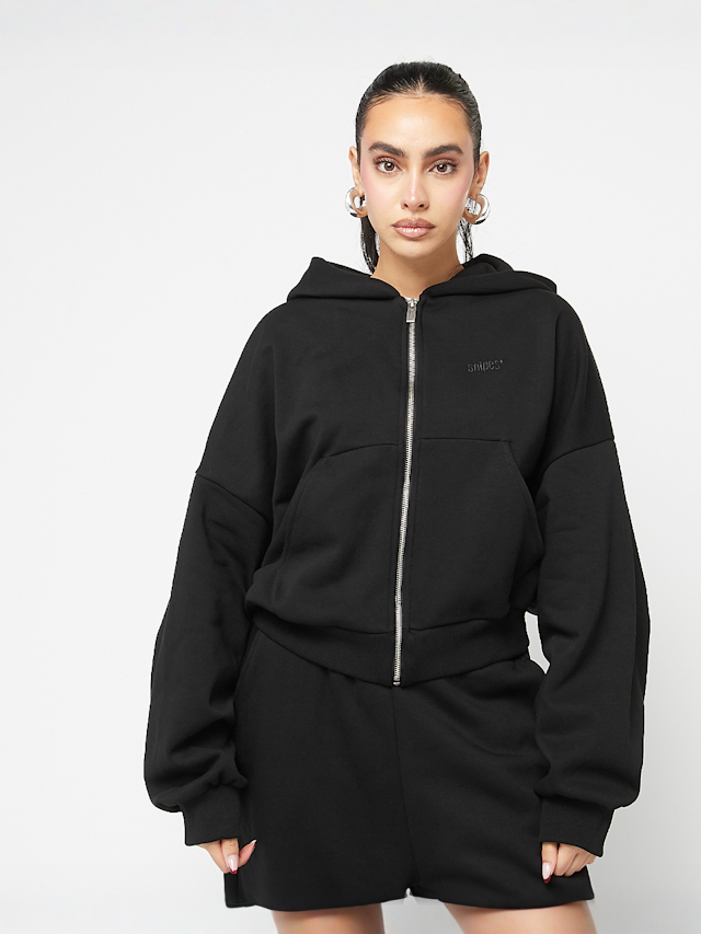 SNIPES, Small Logo Essential Oversized Zip Hoodie, zwart, Afbeelding 1 van 4
