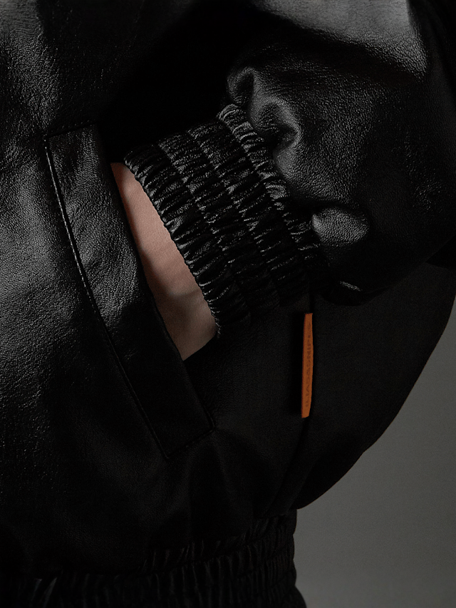 SNIPES, S Emblem Wavy Cut PU Jacket, black, Image 6 of 8