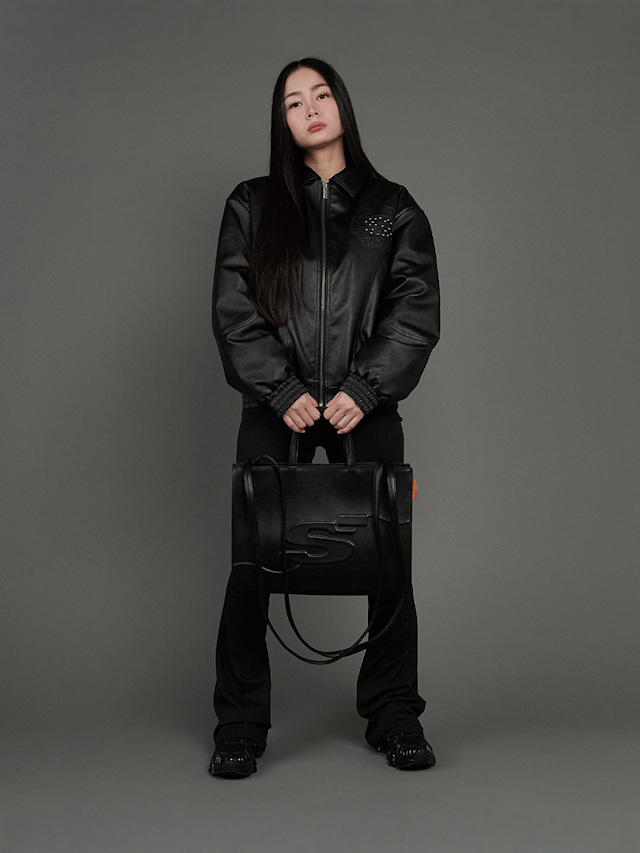 SNIPES, S Emblem Wavy Cut PU Jacket, black, Image 8 of 8