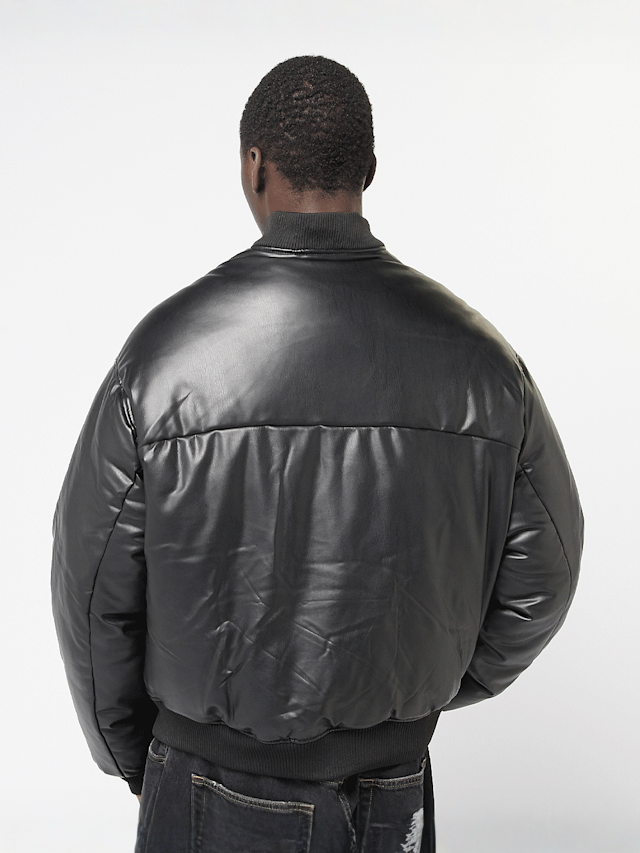 FAVELA, Vegan Leather Basic Bomber, zwart, Afbeelding 2 van 5