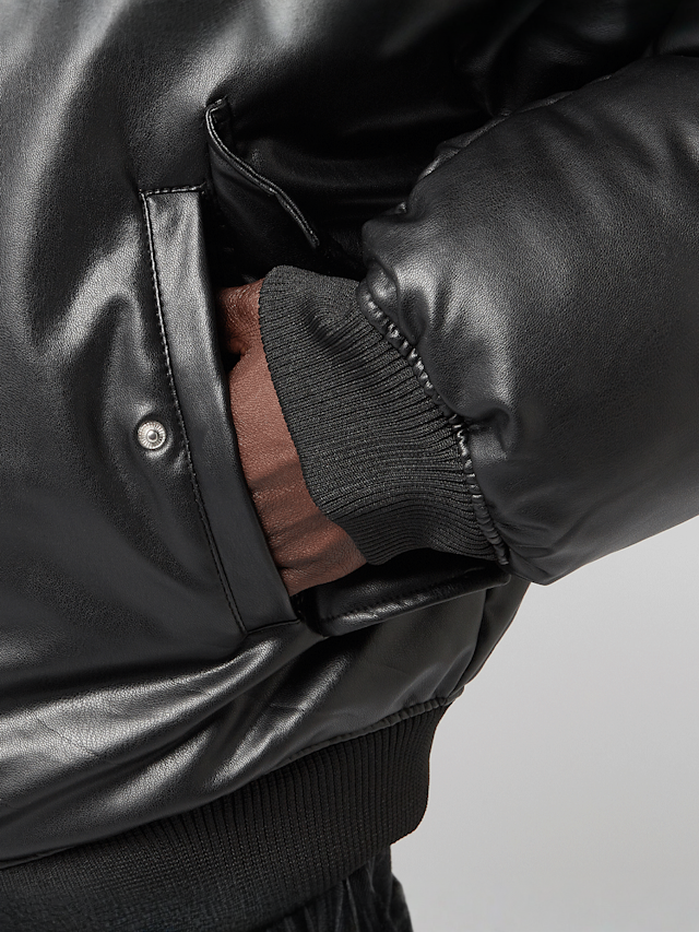 FAVELA, Vegan Leather Basic Bomber, zwart, Afbeelding 3 van 5