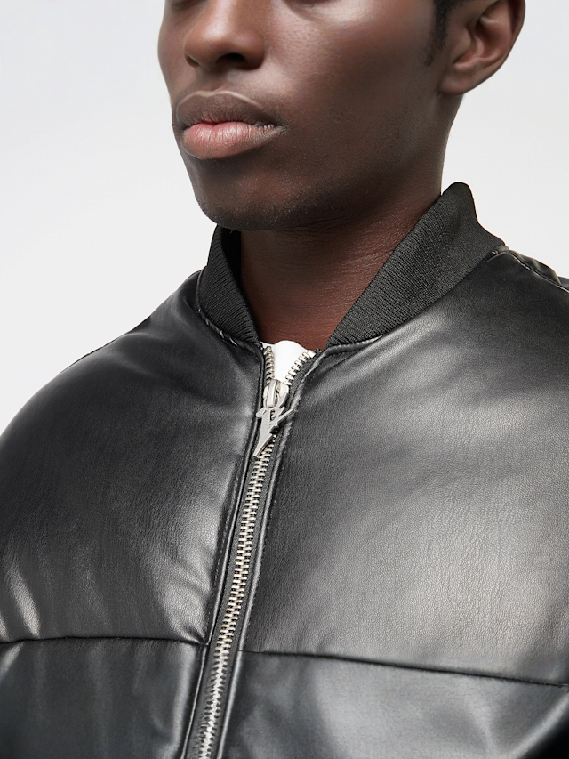 FAVELA, Vegan Leather Basic Bomber, zwart, Afbeelding 4 van 5