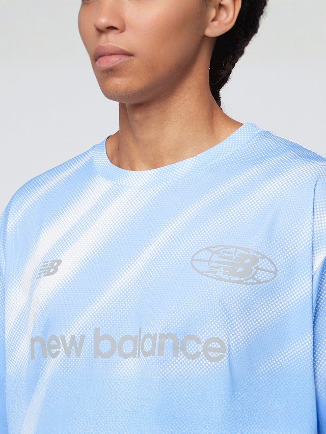 New Balance, Geometric Poly Tee, blue, Image 3 of 4