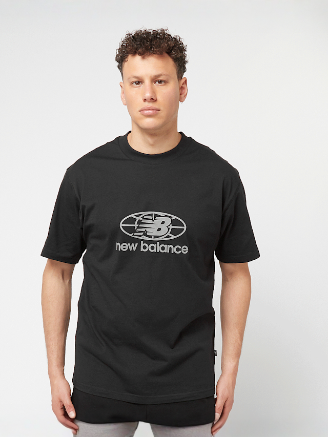 New Balance, Reflective Globe Graphic Tee, black, Image 1 of 5