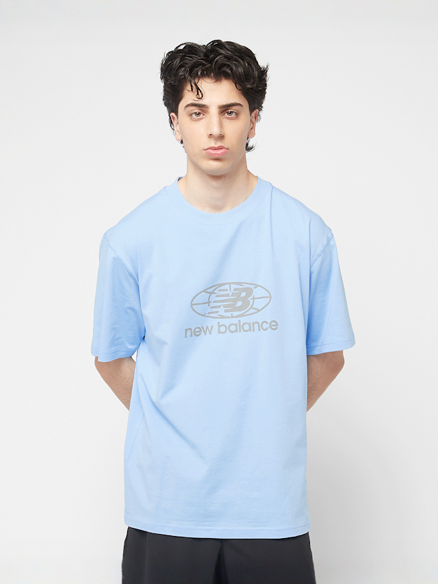 New Balance, Reflective Globe Graphic Tee, blue, Image 1 of 5