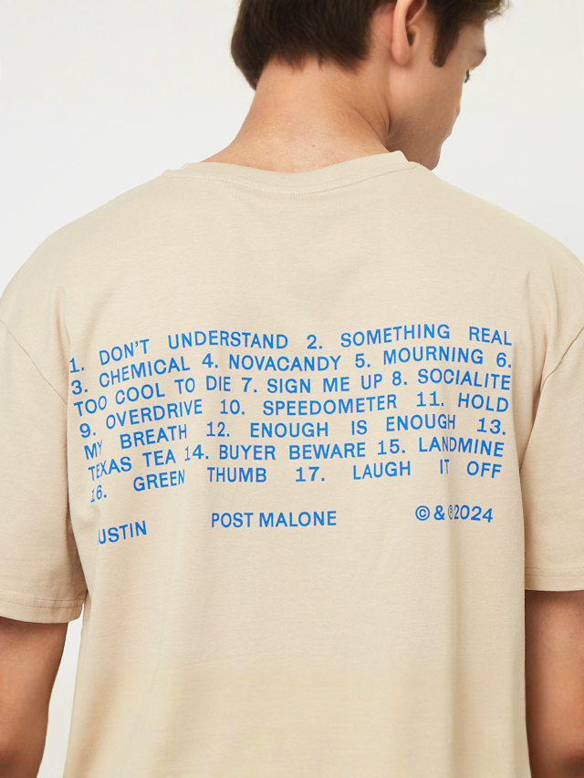 Upscale by Mister Tee, Post Malone Tracklist Oversize Tee, beige, Image 4 of 5