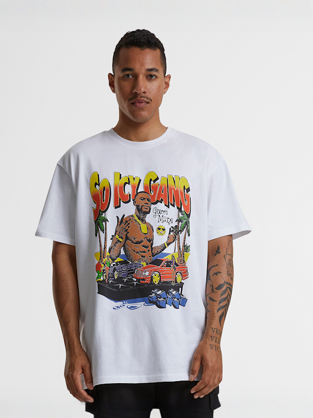 Upscale by Mister Tee, Gucci Mane Guwap Oversize Tee, wit, Afbeelding 1 van 2