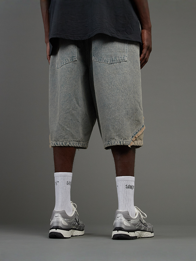 SNIPES, S Cube Inside Out Baggy Denim Shorts, blue, Image 2 of 7