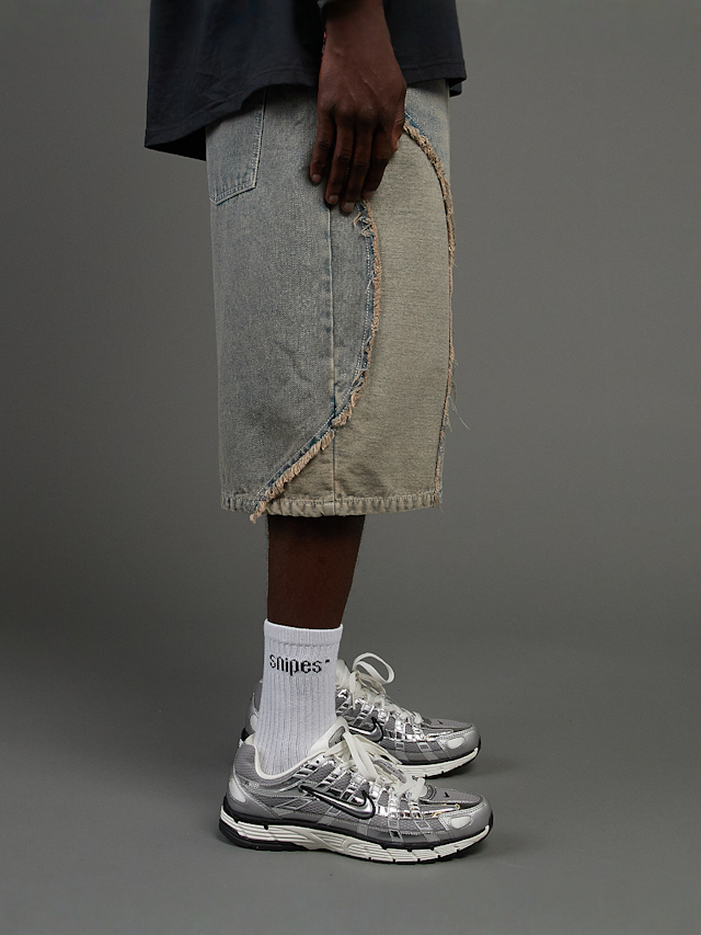 SNIPES, S Cube Inside Out Baggy Denim Shorts, blue, Image 3 of 7