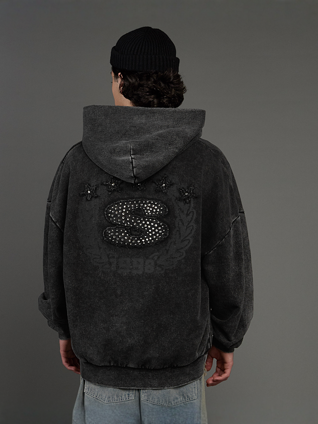 SNIPES, S Emblem Inside Out Oversized Zip Hoodie, black, Image 2 of 7