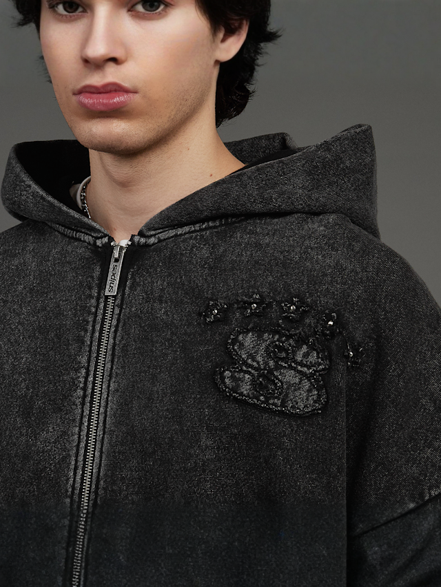 SNIPES, S Emblem Inside Out Oversized Zip Hoodie, black, Image 3 of 7