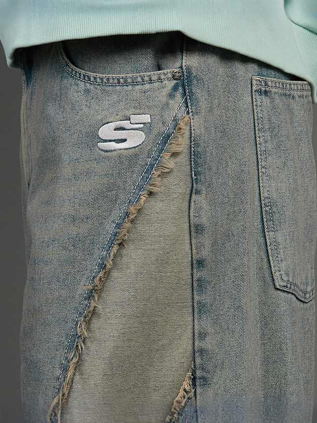 SNIPES, S Cube Inside Out Baggy Denim, blue, Image 5 of 7
