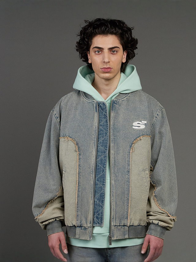 SNIPES, S Emblem Inside Out Denim Jacket, blue, Image 1 of 7