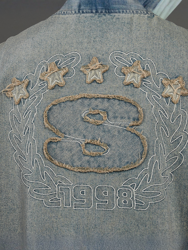 SNIPES, S Emblem Inside Out Denim Jacket, blue, Image 6 of 7