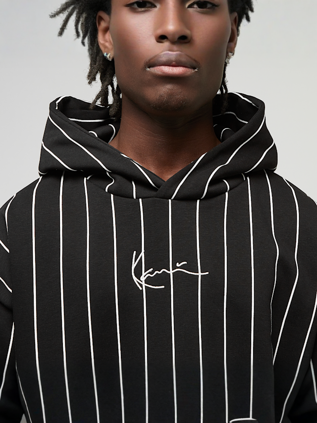 Karl Kani, Signature Logo Pinstripe Oversized Hoodie, black, Image 3 of 4