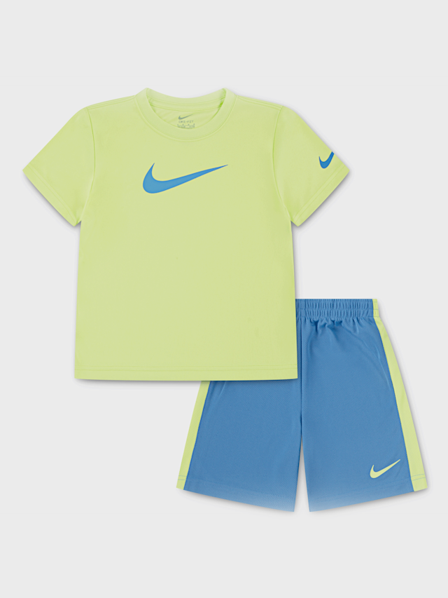 Nike, NKB Swoosh Shortsleeve Tee & Short Set, blauw, Afbeelding 1 van 5