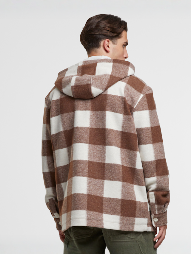 Urban Classics, Big Check Jacket With Hood, brązowy, Obraz 2 z 3