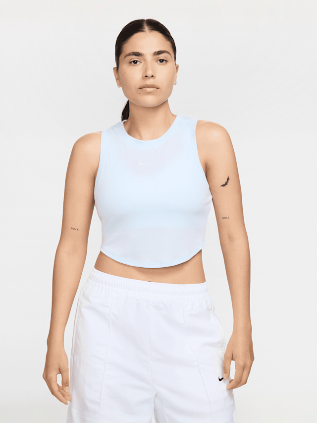 Nike, Sportswear Essential Rib Crop Tank Top, blue, Image 1 of 3