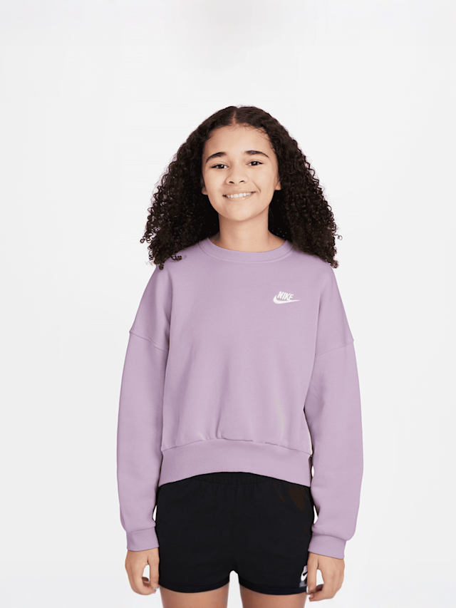 Nike, Sportswear Club Fleece Boxy Crew Low Brand Read, purple, Image 1 of 3