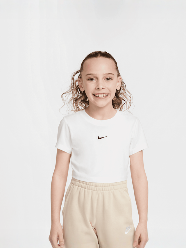 Nike, Sportswear Short Sleeve Slim Crop Tee, white, Image 1 of 5