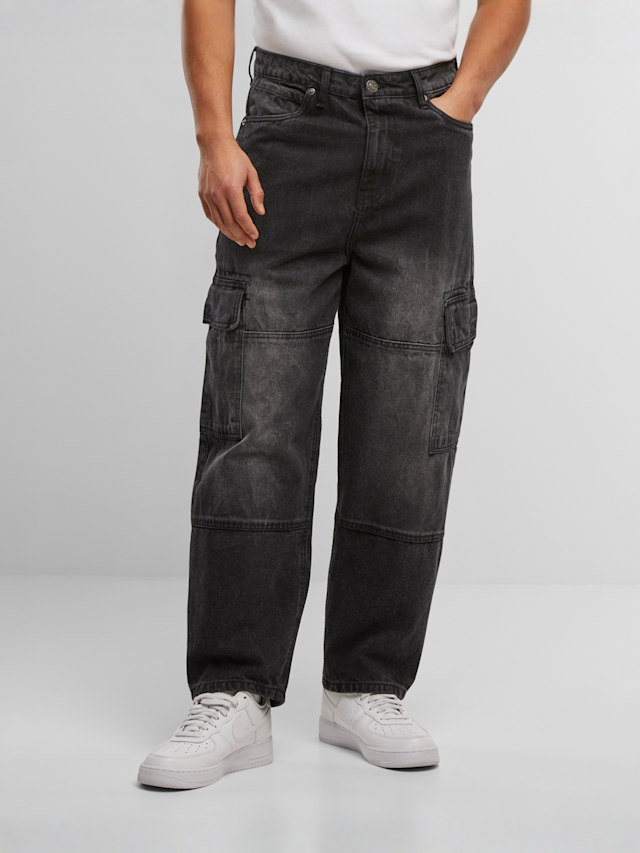 Urban Classics, Tapered Heavy Ounce Baggy Cargo Jeans, czarny, Obraz 1 z 5